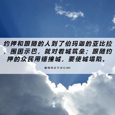 Picture 06 - 撒 母 耳 记 下 20:15 CUVS - 约 押 和 跟 随 的 人 到 了 伯 玛 迦 - Bible Verse Picture