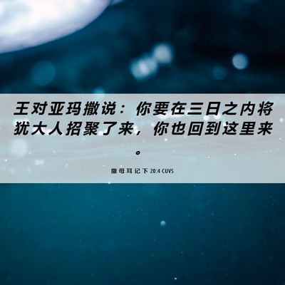 Picture 06 - 撒 母 耳 记 下 20:4 CUVS - 王 对 亚 玛 撒 说 ： 你 要 在 三 日 - Bible Verse Picture