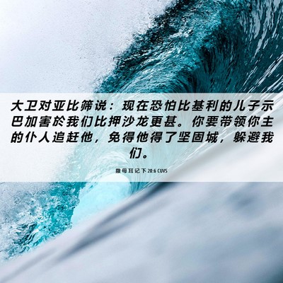 Picture 06 - 撒 母 耳 记 下 20:6 CUVS - 大 卫 对 亚 比 筛 说 ： 现 在 恐 怕 - Bible Verse Picture