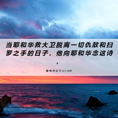 Picture 06 - 撒 母 耳 记 下 22:1 CUVS - 当 耶 和 华 救 大 卫 脱 离 一 切 仇 - Bible Verse Picture