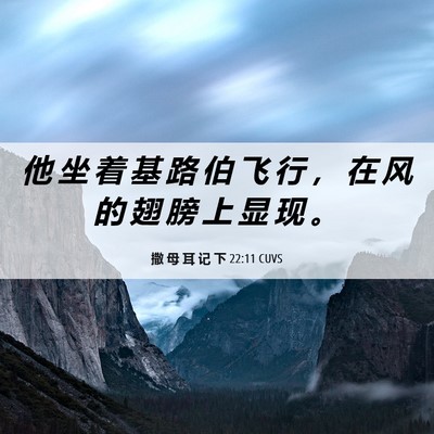 Picture 06 - 撒 母 耳 记 下 22:11 CUVS - 他 坐 着 基 路 伯 飞 行 ， 在 风 的 - Bible Verse Picture