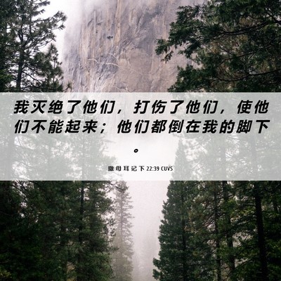 Picture 06 - 撒 母 耳 记 下 22:39 CUVS - 我 灭 绝 了 他 们 ， 打 伤 了 他 们 - Bible Verse Picture