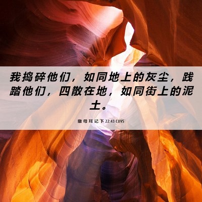 Picture 06 - 撒 母 耳 记 下 22:43 CUVS - 我 捣 碎 他 们 ， 如 同 地 上 的 灰 - Bible Verse Picture