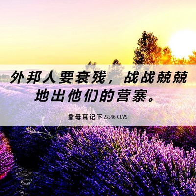Picture 06 - 撒 母 耳 记 下 22:46 CUVS - 外 邦 人 要 衰 残 ， 战 战 兢 兢 地 - Bible Verse Picture