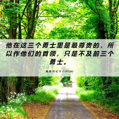 Picture 06 - 撒 母 耳 记 下 23:19 CUVS - 他 在 这 三 个 勇 士 里 是 最 尊 贵 - Bible Verse Picture