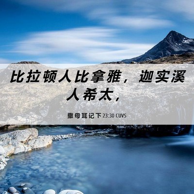 Picture 06 - 撒 母 耳 记 下 23:30 CUVS - 比 拉 顿 人 比 拿 雅 ， 迦 实 溪 人 - Bible Verse Picture