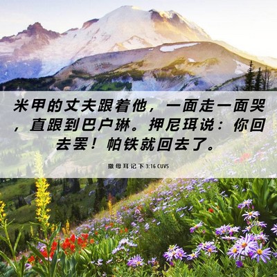 Picture 06 - 撒 母 耳 记 下 3:16 CUVS - 米 甲 的 丈 夫 跟 着 他 ， 一 面 走 - Bible Verse Picture