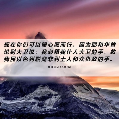 Picture 06 - 撒 母 耳 记 下 3:18 CUVS - 现 在 你 们 可 以 照 心 愿 而 行 。 - Bible Verse Picture