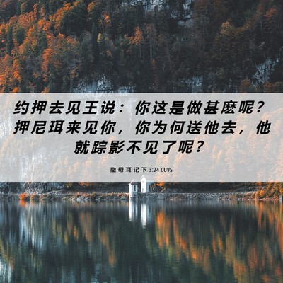 Picture 06 - 撒 母 耳 记 下 3:24 CUVS - 约 押 去 见 王 说 ： 你 这 是 做 甚 - Bible Verse Picture