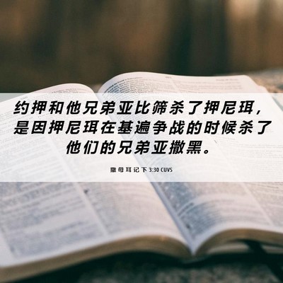 Picture 06 - 撒 母 耳 记 下 3:30 CUVS - 约 押 和 他 兄 弟 亚 比 筛 杀 了 押 - Bible Verse Picture