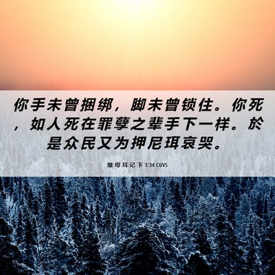 Picture 06 - 撒 母 耳 记 下 3:34 CUVS - 你 手 未 曾 捆 绑 ， 脚 未 曾 锁 住 - Bible Verse Picture