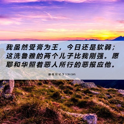 Picture 06 - 撒 母 耳 记 下 3:39 CUVS - 我 虽 然 受 膏 为 王 ， 今 日 还 是 - Bible Verse Picture