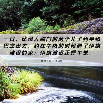 Picture 06 - 撒 母 耳 记 下 4:5 CUVS - 一 日 ， 比 录 人 临 门 的 两 个 儿 - Bible Verse Picture