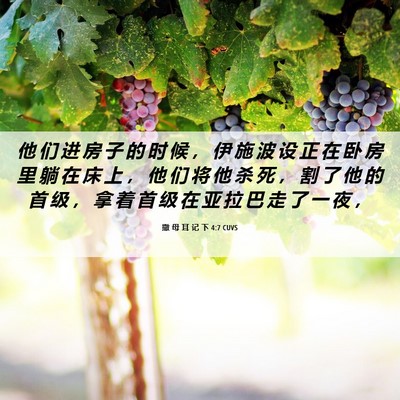 Picture 06 - 撒 母 耳 记 下 4:7 CUVS - 他 们 进 房 子 的 时 候 ， 伊 施 波 - Bible Verse Picture