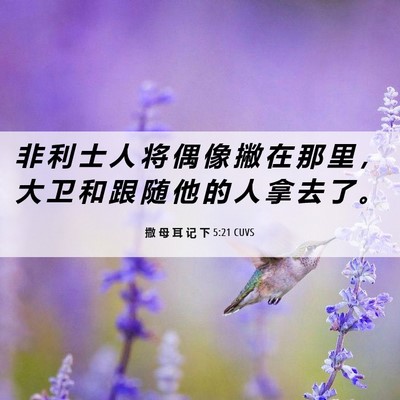 Picture 06 - 撒 母 耳 记 下 5:21 CUVS - 非 利 士 人 将 偶 像 撇 在 那 里 ， - Bible Verse Picture