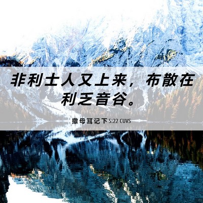 Picture 06 - 撒 母 耳 记 下 5:22 CUVS - 非 利 士 人 又 上 来 ， 布 散 在 利 - Bible Verse Picture