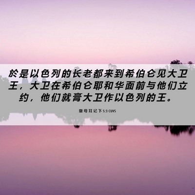 Picture 06 - 撒 母 耳 记 下 5:3 CUVS - 於 是 以 色 列 的 长 老 都 来 到 希 - Bible Verse Picture