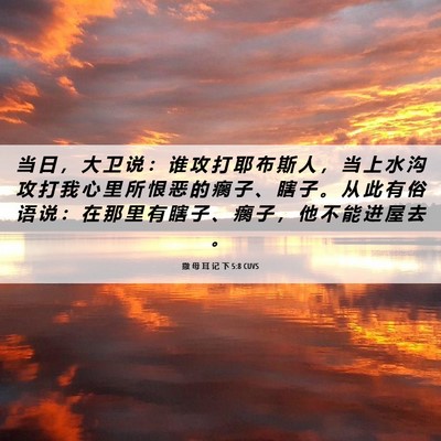 Picture 06 - 撒 母 耳 记 下 5:8 CUVS - 当 日 ， 大 卫 说 ： 谁 攻 打 耶 布 - Bible Verse Picture