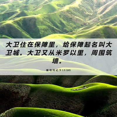 Picture 06 - 撒 母 耳 记 下 5:9 CUVS - 大 卫 住 在 保 障 里 ， 给 保 障 起 - Bible Verse Picture
