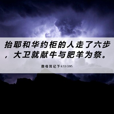 Picture 06 - 撒 母 耳 记 下 6:13 CUVS - 抬 耶 和 华 约 柜 的 人 走 了 六 步 - Bible Verse Picture