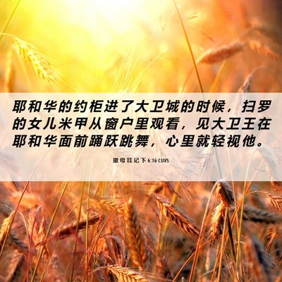 Picture 06 - 撒 母 耳 记 下 6:16 CUVS - 耶 和 华 的 约 柜 进 了 大 卫 城 的 - Bible Verse Picture