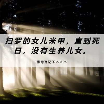Picture 06 - 撒 母 耳 记 下 6:23 CUVS - 扫 罗 的 女 儿 米 甲 ， 直 到 死 日 - Bible Verse Picture