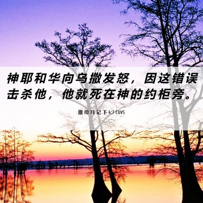 Picture 06 - 撒 母 耳 记 下 6:7 CUVS - 神 耶 和 华 向 乌 撒 发 怒 ， 因 这 - Bible Verse Picture