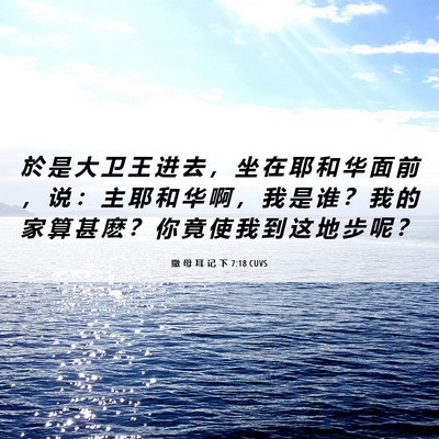 Picture 06 - 撒 母 耳 记 下 7:18 CUVS - 於 是 大 卫 王 进 去 ， 坐 在 耶 和 - Bible Verse Picture