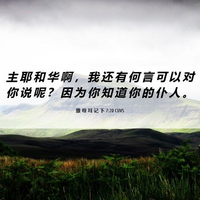 Picture 06 - 撒 母 耳 记 下 7:20 CUVS - 主 耶 和 华 啊 ， 我 还 有 何 言 可 - Bible Verse Picture