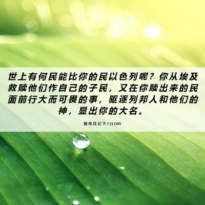 Picture 06 - 撒 母 耳 记 下 7:23 CUVS - 世 上 有 何 民 能 比 你 的 民 以 色 - Bible Verse Picture