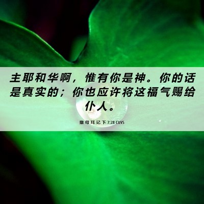 Picture 06 - 撒 母 耳 记 下 7:28 CUVS - 主 耶 和 华 啊 ， 惟 有 你 是 神 。 - Bible Verse Picture