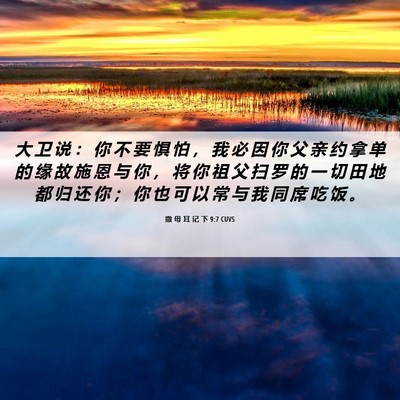Picture 06 - 撒 母 耳 记 下 9:7 CUVS - 大 卫 说 ： 你 不 要 惧 怕 ， 我 必 - Bible Verse Picture