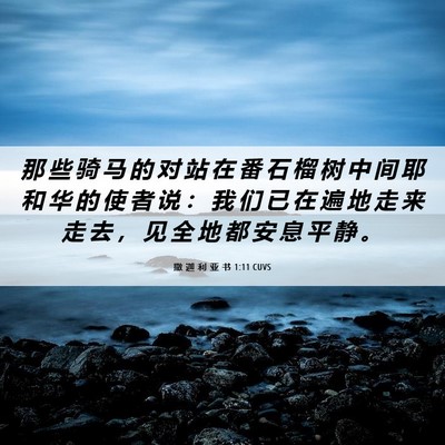 Picture 06 - 撒 迦 利 亚 书 1:11 CUVS - 那 些 骑 马 的 对 站 在 番 石 榴 树 - Bible Verse Picture