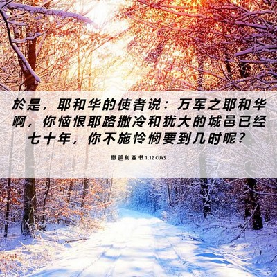 Picture 06 - 撒 迦 利 亚 书 1:12 CUVS - 於 是 ， 耶 和 华 的 使 者 说 ： 万 - Bible Verse Picture