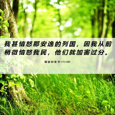 Picture 06 - 撒 迦 利 亚 书 1:15 CUVS - 我 甚 恼 怒 那 安 逸 的 列 国 ， 因 - Bible Verse Picture