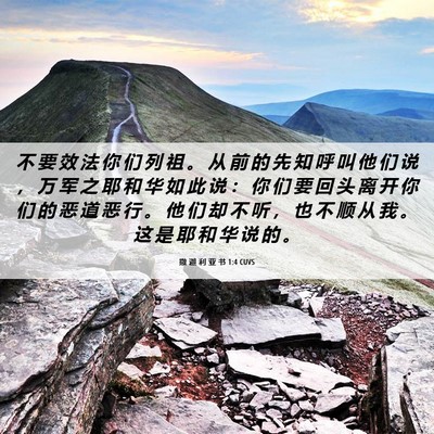 Picture 06 - 撒 迦 利 亚 书 1:4 CUVS - 不 要 效 法 你 们 列 祖 。 从 前 的 - Bible Verse Picture