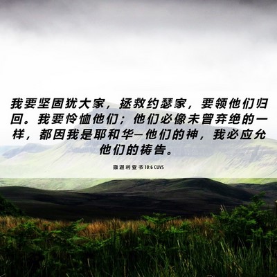 Picture 06 - 撒 迦 利 亚 书 10:6 CUVS - 我 要 坚 固 犹 大 家 ， 拯 救 约 瑟 - Bible Verse Picture