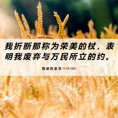 Picture 06 - 撒 迦 利 亚 书 11:10 CUVS - 我 折 断 那 称 为 荣 美 的 杖 ， 表 - Bible Verse Picture