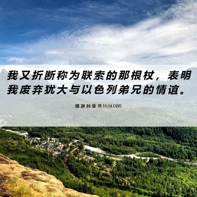Picture 06 - 撒 迦 利 亚 书 11:14 CUVS - 我 又 折 断 称 为 联 索 的 那 根 杖 - Bible Verse Picture