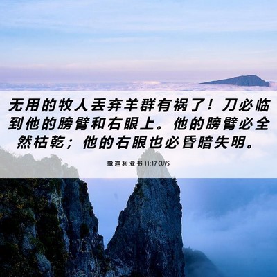 Picture 06 - 撒 迦 利 亚 书 11:17 CUVS - 无 用 的 牧 人 丢 弃 羊 群 有 祸 了 - Bible Verse Picture