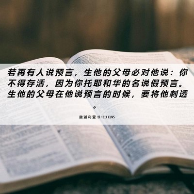 Picture 06 - 撒 迦 利 亚 书 13:3 CUVS - 若 再 有 人 说 预 言 ， 生 他 的 父 - Bible Verse Picture
