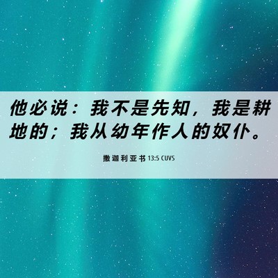 Picture 06 - 撒 迦 利 亚 书 13:5 CUVS - 他 必 说 ： 我 不 是 先 知 ， 我 是 - Bible Verse Picture