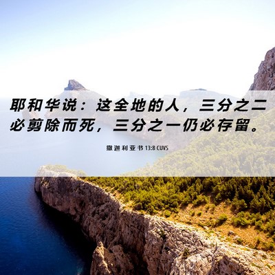 Picture 06 - 撒 迦 利 亚 书 13:8 CUVS - 耶 和 华 说 ： 这 全 地 的 人 ， 三 - Bible Verse Picture