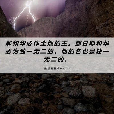 Picture 06 - 撒 迦 利 亚 书 14:9 CUVS - 耶 和 华 必 作 全 地 的 王 。 那 日 - Bible Verse Picture