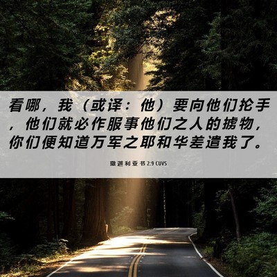 Picture 06 - 撒 迦 利 亚 书 2:9 CUVS - 看 哪 ， 我 （ 或 译 ： 他 ） 要 向 - Bible Verse Picture