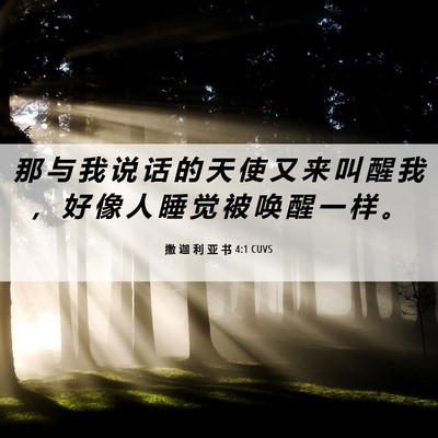 Picture 06 - 撒 迦 利 亚 书 4:1 CUVS - 那 与 我 说 话 的 天 使 又 来 叫 醒 - Bible Verse Picture