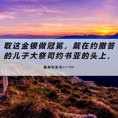 Picture 06 - 撒 迦 利 亚 书 6:11 CUVS - 取 这 金 银 做 冠 冕 ， 戴 在 约 撒 - Bible Verse Picture