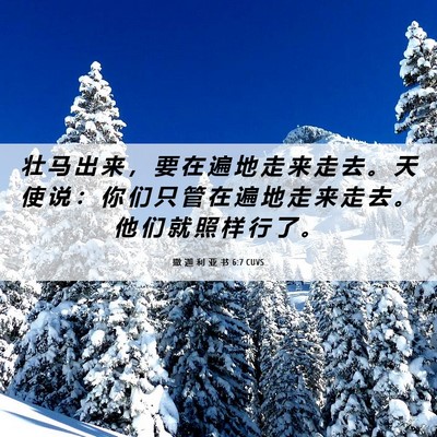 Picture 06 - 撒 迦 利 亚 书 6:7 CUVS - 壮 马 出 来 ， 要 在 遍 地 走 来 走 - Bible Verse Picture
