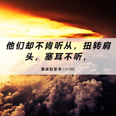Picture 06 - 撒 迦 利 亚 书 7:11 CUVS - 他 们 却 不 肯 听 从 ， 扭 转 肩 头 - Bible Verse Picture