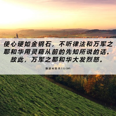 Picture 06 - 撒 迦 利 亚 书 7:12 CUVS - 使 心 硬 如 金 钢 石 ， 不 听 律 法 - Bible Verse Picture